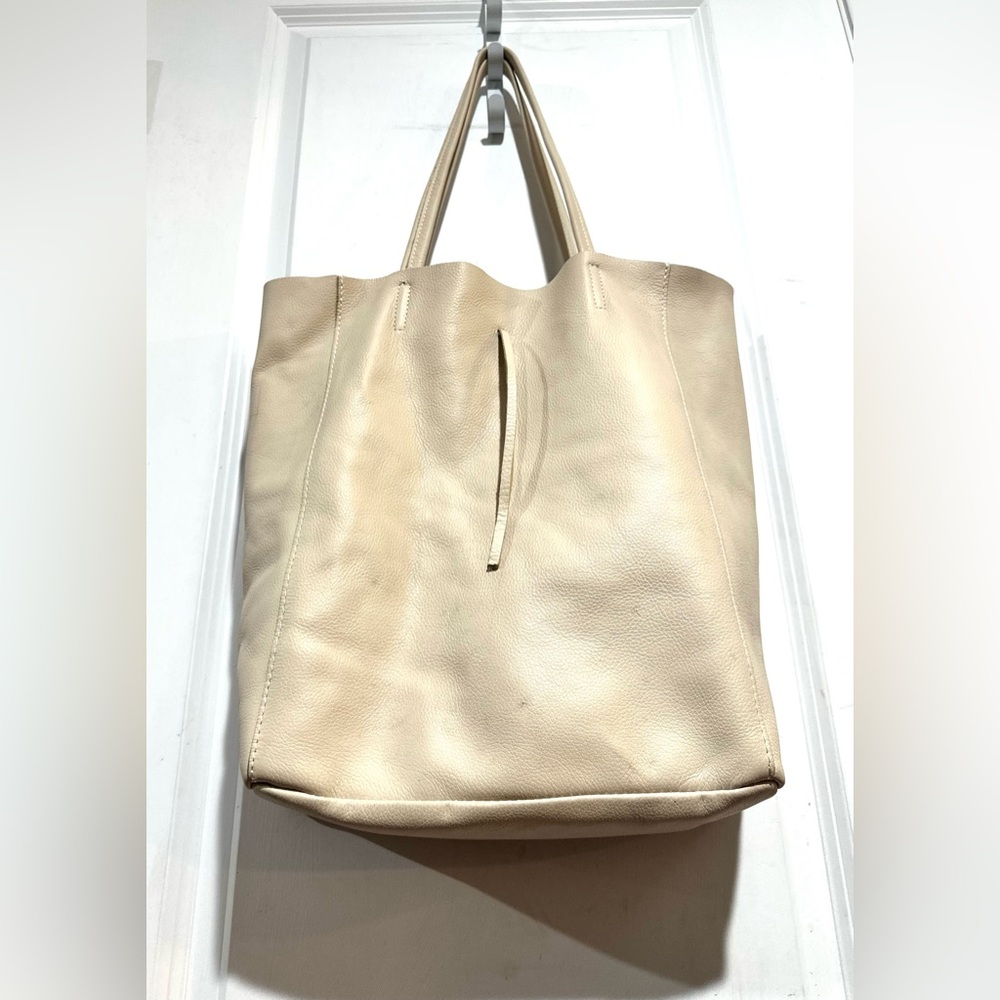 Borse In Pelle Beige Leather Tote Bag - Picture 8 of 8